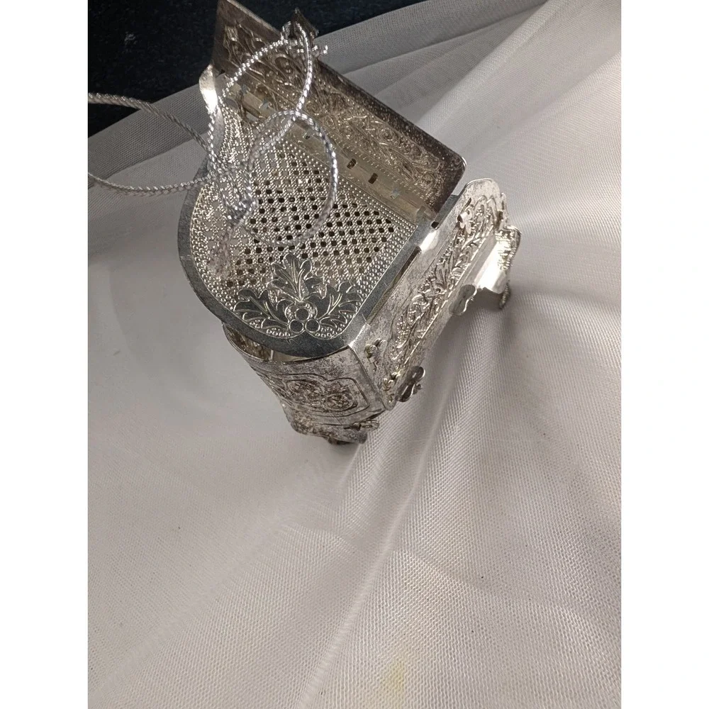 Silver Tone Filigree Grand Piano Musical Box Ornament | Proffitt's VTG